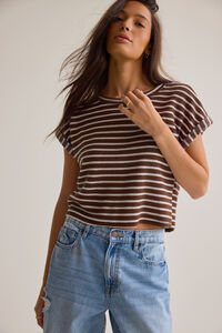 Hattie Stripe Roll Sleeve Crew Detail 4 - Altar'd State