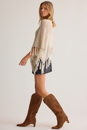 Heather Sequin Fringe Poncho - Altar'd State - 