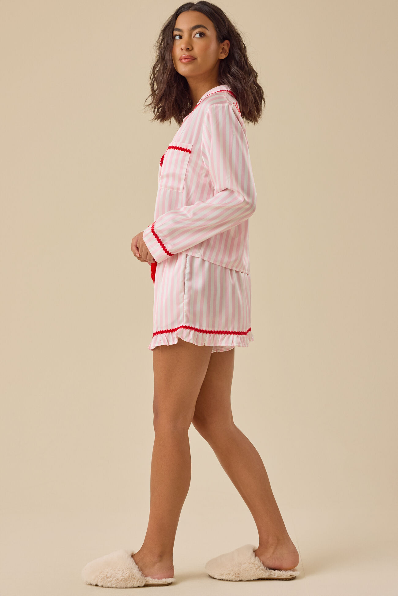 Rosemary Satin Stripe Sleep Top