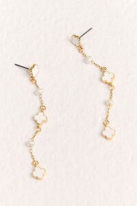 18K Gold Clover Pearl Drop Earrings - Altar'd State