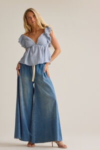 Kim Stripe Ruffle Top Detail 2 - Altar'd State