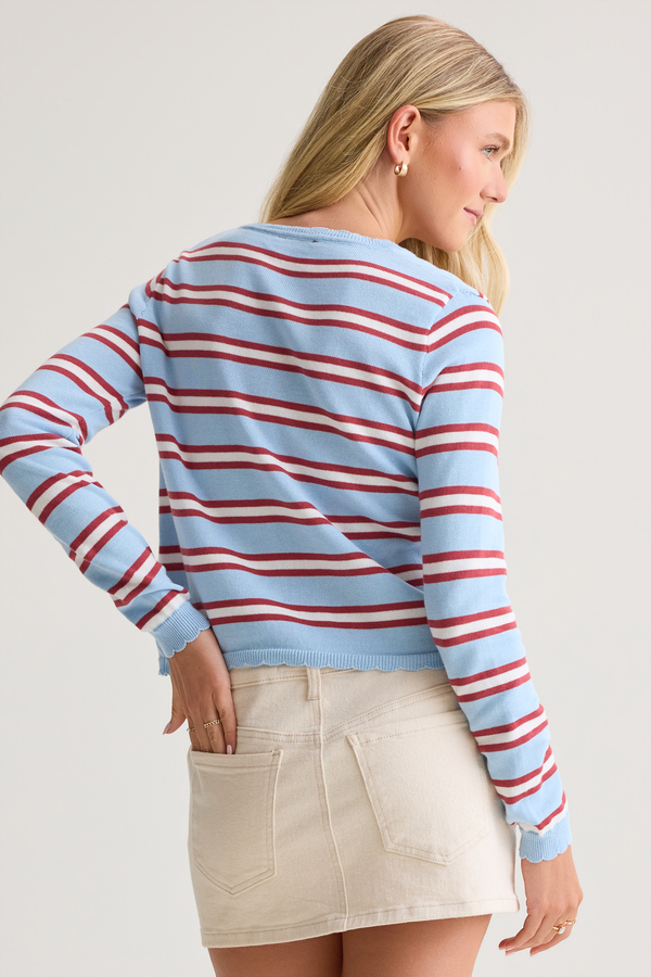 Mia Stripe Scalloped Cardigan Detail 5 - Altar'd State