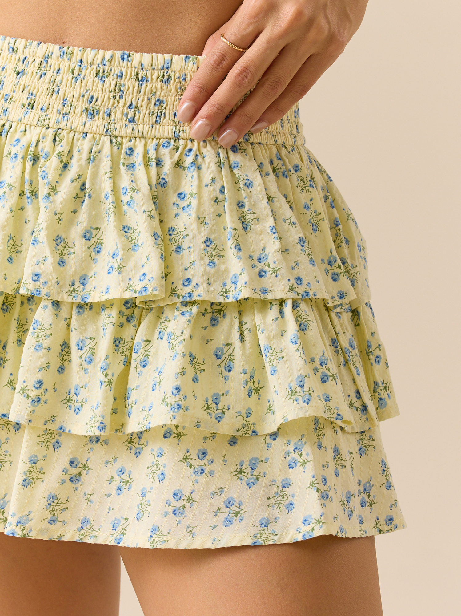Tessa Smocked Mini Skirt in Yellow Multi | Altar'd State