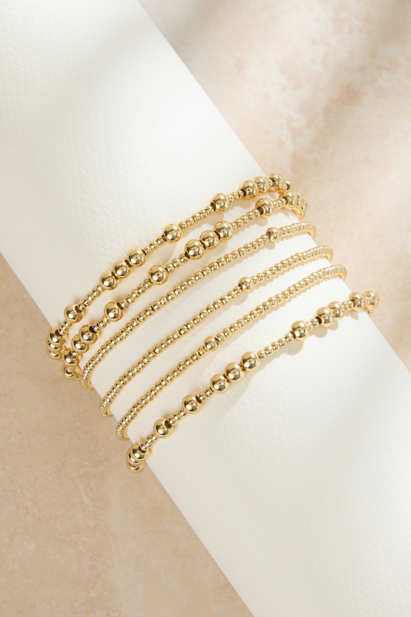 Dainty Gold Bead Bracelet Set - Altar'd State