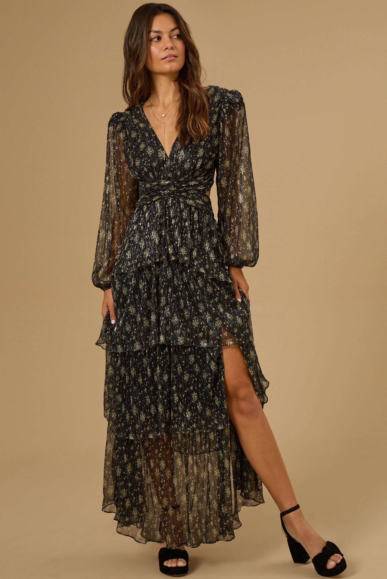 Altar'd State Elena Tiered Gold Detailed Maxi Dress by ASTR The Label at  Mall of America in Bloomington, MN