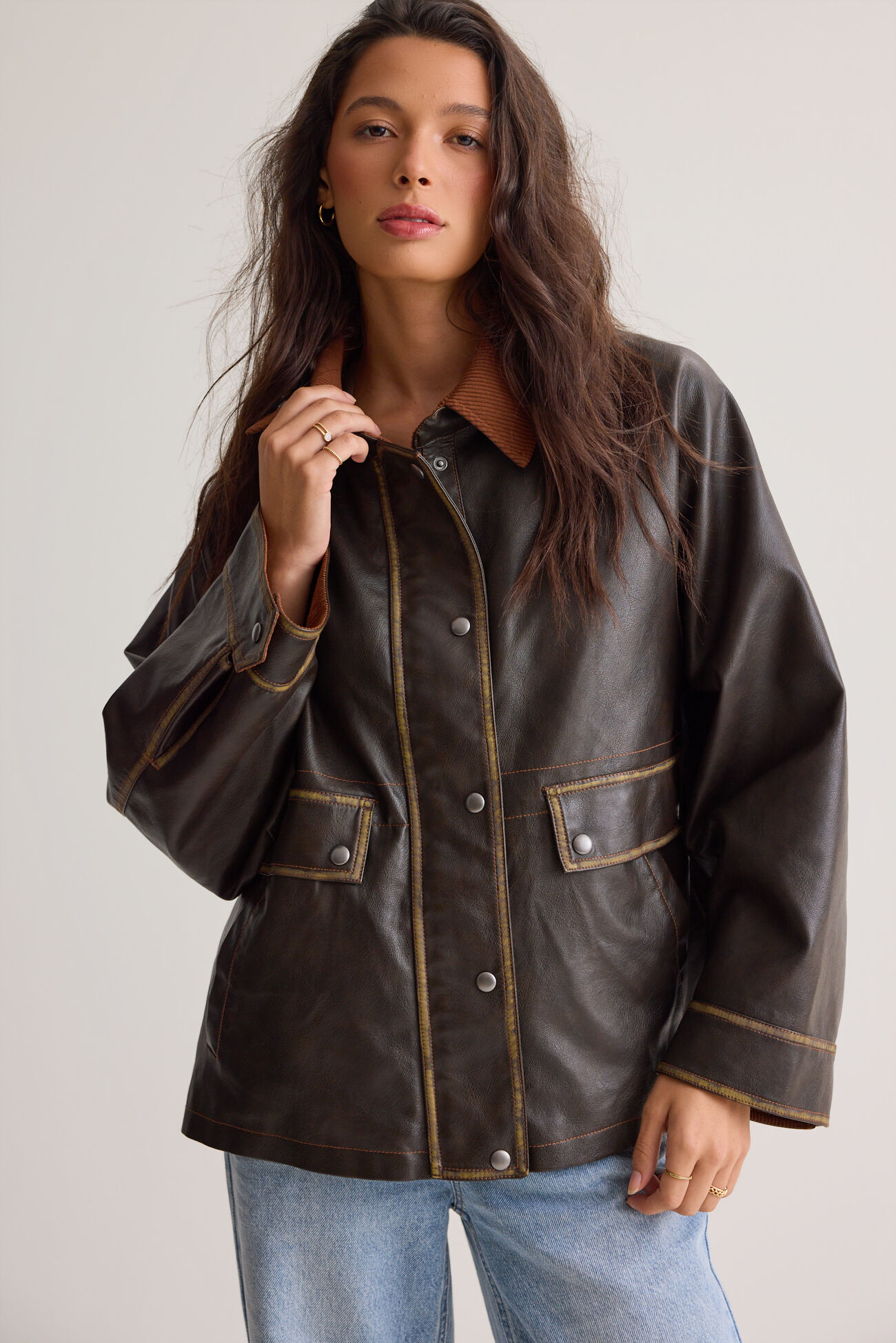 Lilah Vegan Leather Oversized Jacket