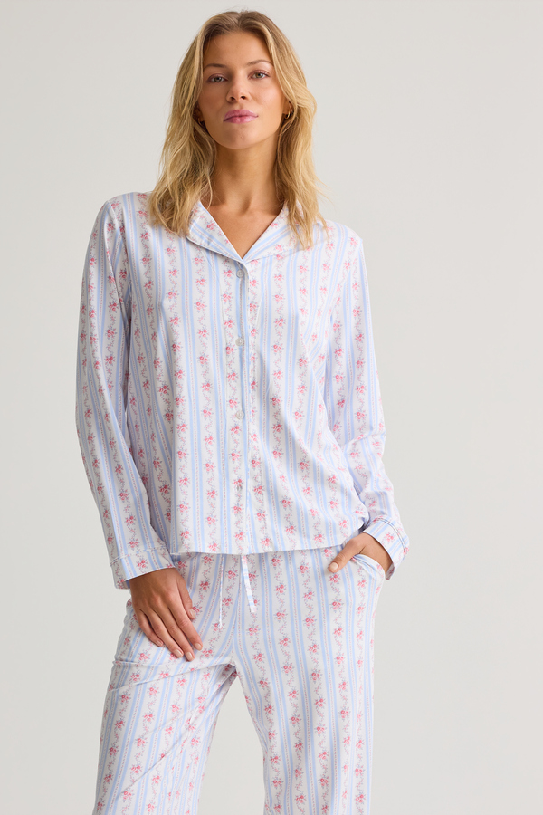 Anna Floral Striped Mama PJ Set Detail 4 - Altar'd State