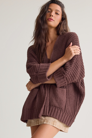Olivia Chenille Open Front Cardigan - Altar'd State - 