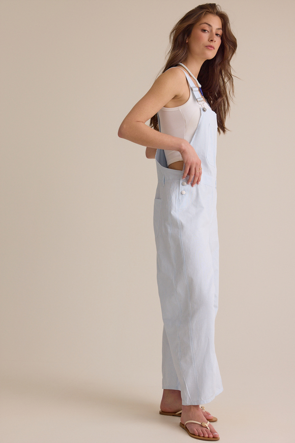 Sawyer Striped Barrel Overalls Detail 5 - Altar'd State