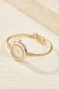 White Enamel Twisted Cuff Round Face Watch Detail 2 - Altar'd State