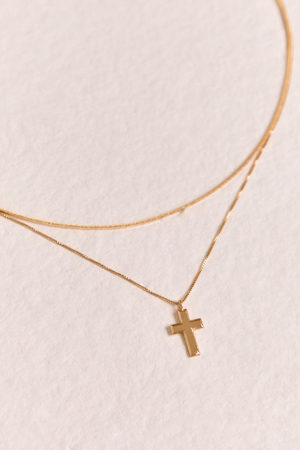 18K Gold Layered Faith Cross Necklace - Altar'd State