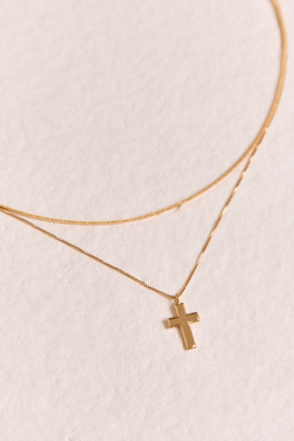 18K Gold Layered Faith Cross Necklace - Altar'd State