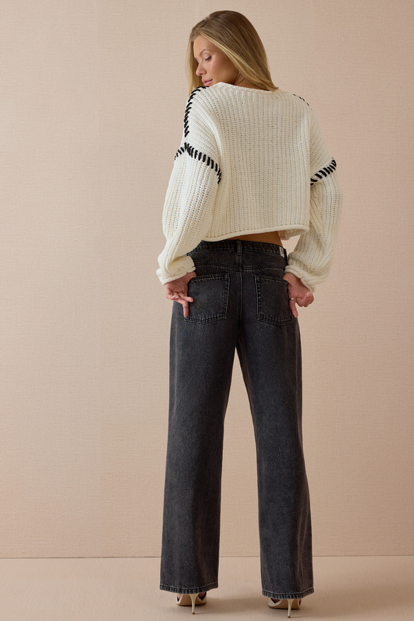 Violetta Whipstitch Pullover Sweater Detail 5 - Altar'd State