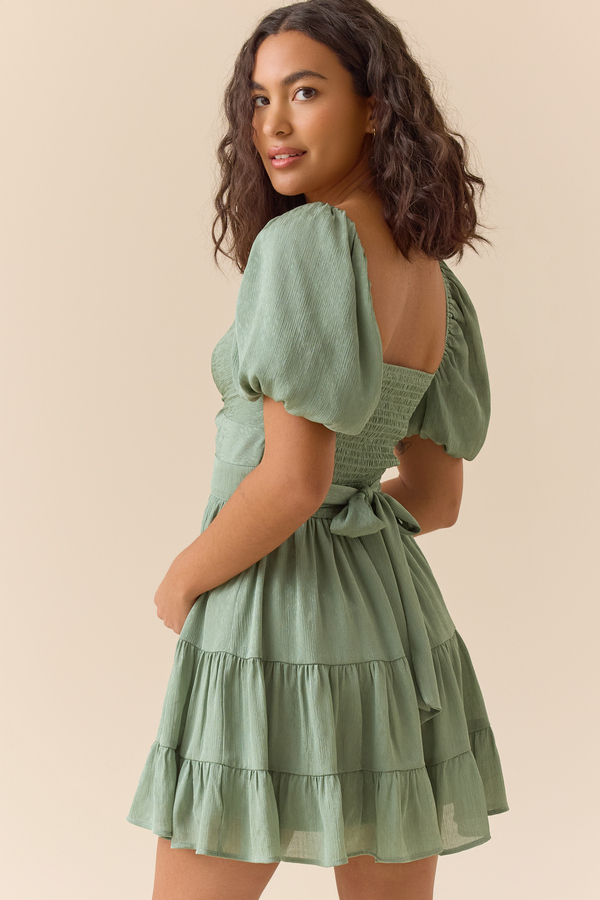 Danielyn Mini Dress in Sage Green | Altar'd State