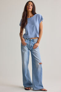Demi Slub Roll Sleeve Tee - Altar'd State