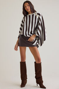 Abby Striped Button Poncho Detail 2 - Altar'd State