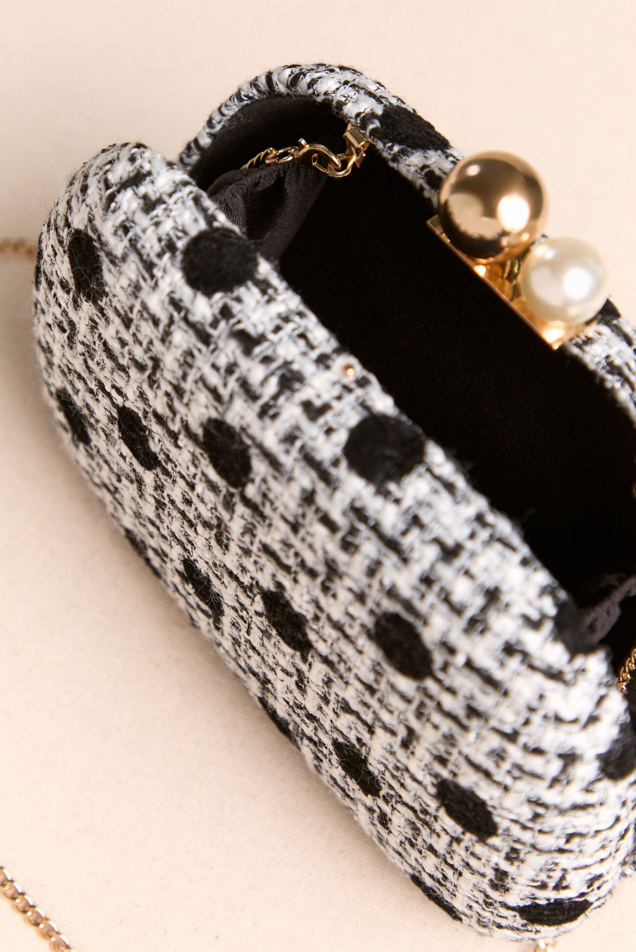 Jennie Polka Dot Tweed Clutch