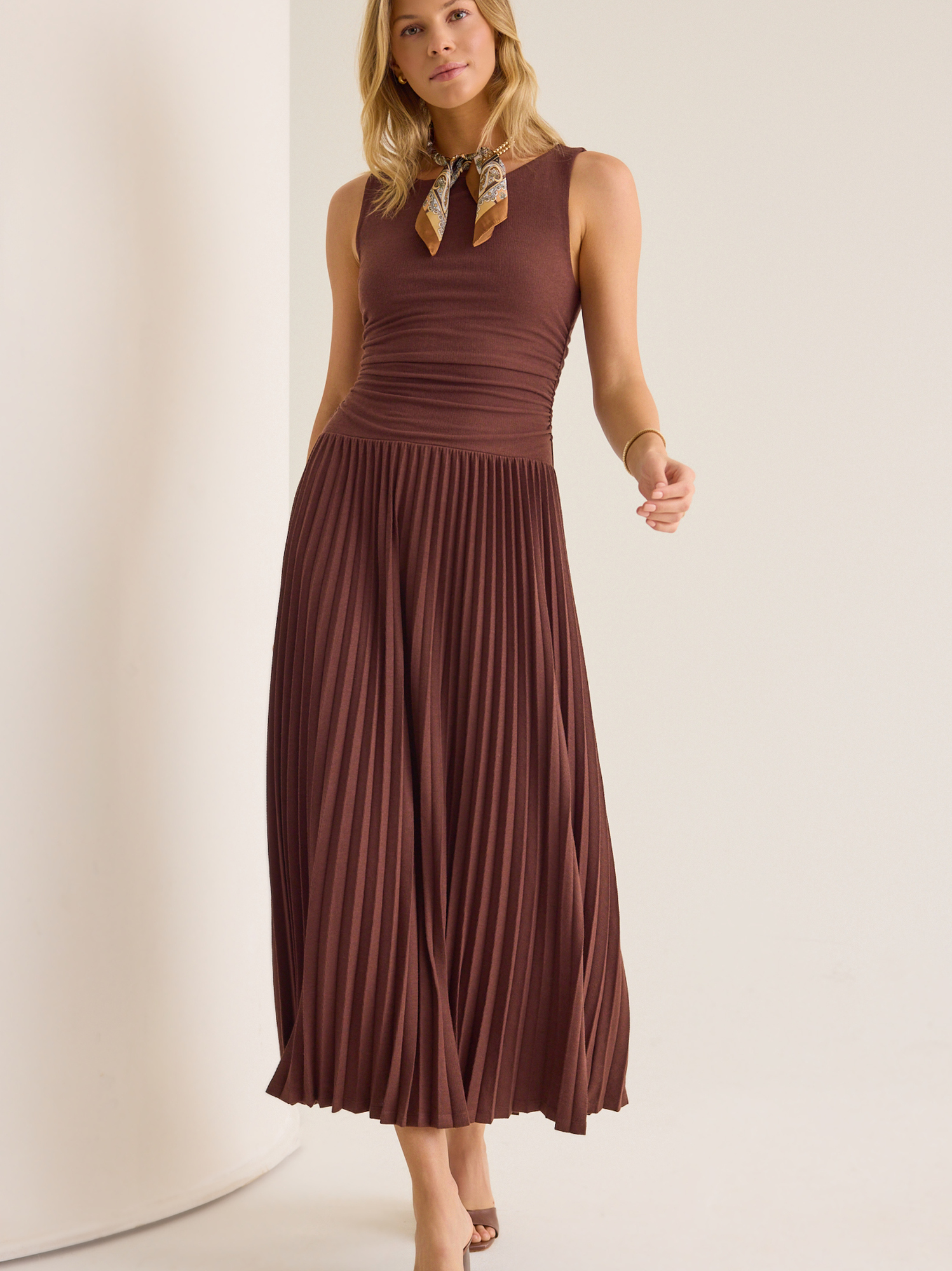 maxi brown sweater dress Ashlyn in Size:US18W The pull Leather: Hairsheep WEDTREND Women White Long