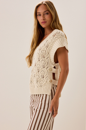 Rosalinda Pointelle Hardware Sweater Vest - Altar'd State