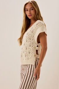 Rosalinda Pointelle Hardware Sweater Vest - Altar'd State