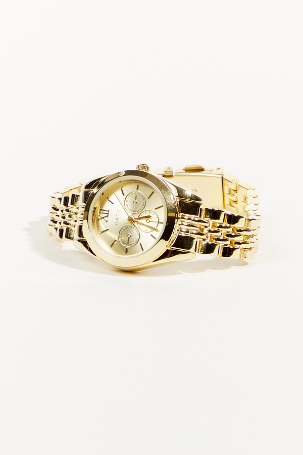 Stainless Steel Link Round Face Watch Detail 2 - Altar'd State