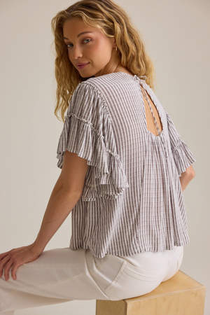 Rebecca Striped Ruffle Top - Altar'd State - 