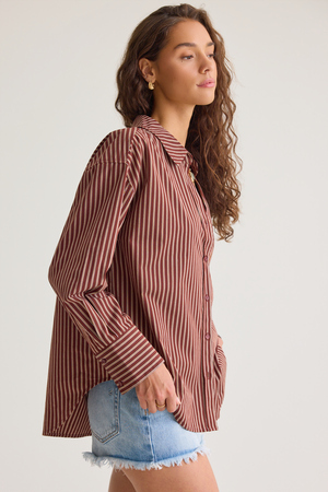 Brandi Striped Button Down Top - Altar'd State - 