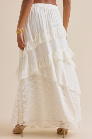 Evangeline Asymmetrical Tiered Maxi Skirt - Altar'd State