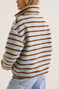 Chloe Striped Sherpa Pullover Detail 5 - Altar'd State