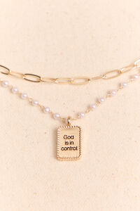 God Is In Control Layered Pearl Cross Necklace Detail 2 - Altar'd State