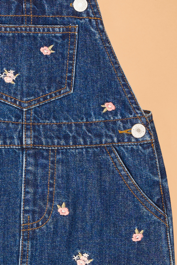 Phoebe Embroidered Overall Toddler Dress Detail 3 - Altar'd State