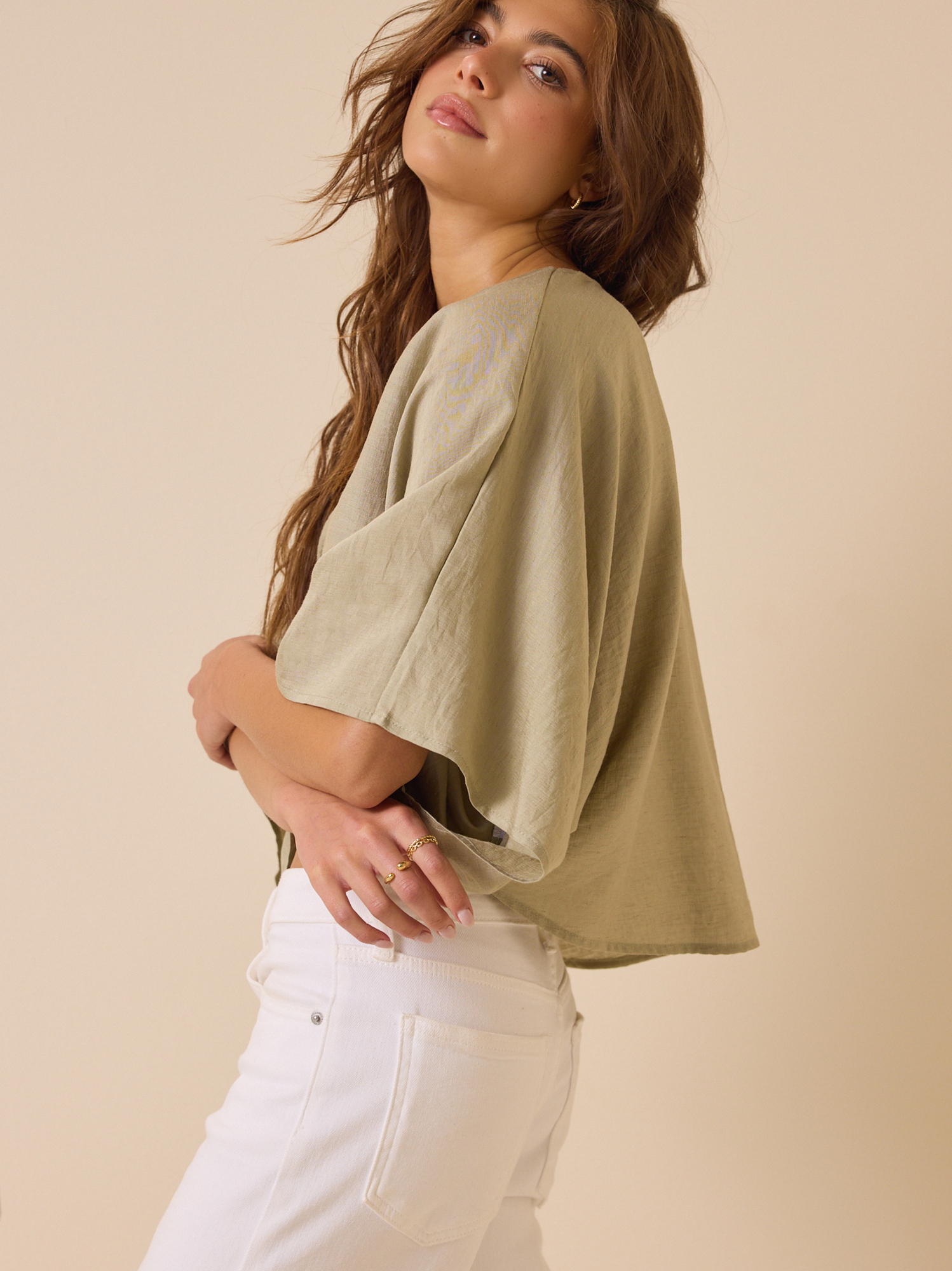 Savannah Twist Kimono in Light Olive | Altar