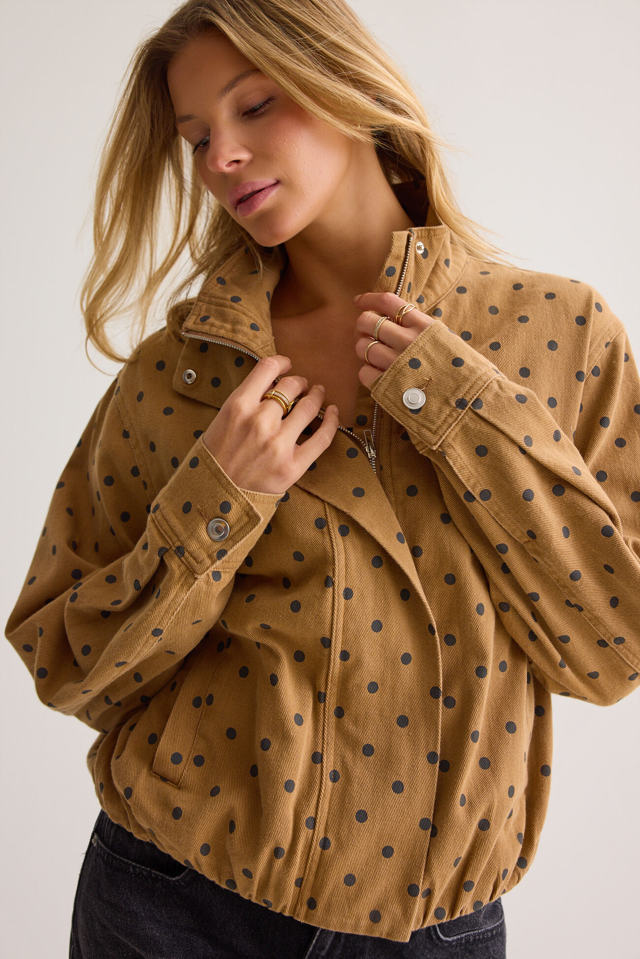 Fiona Polka Dot Funnel Jacket