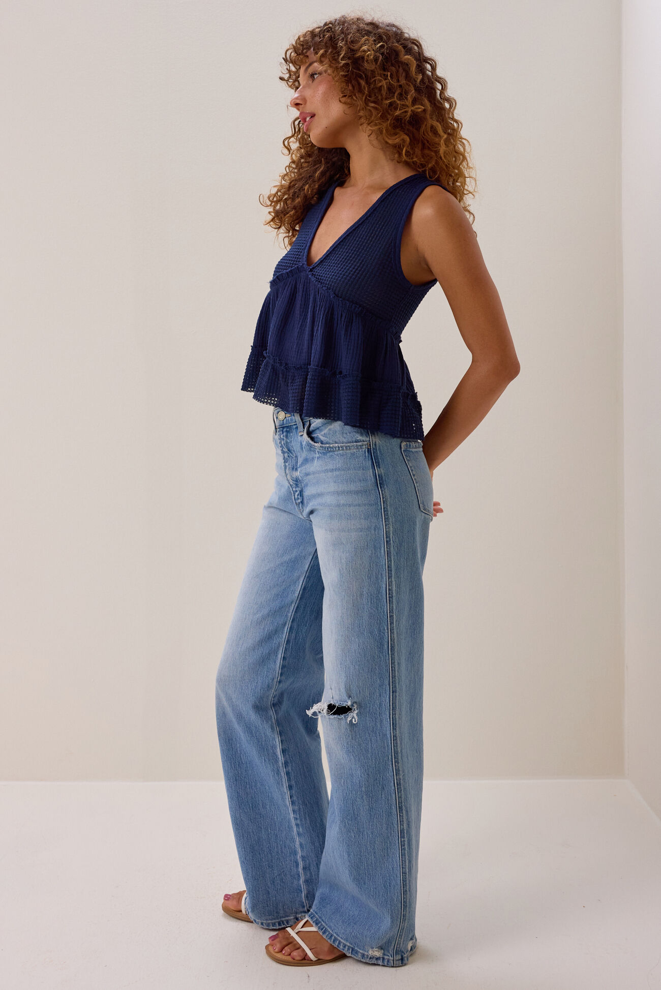 Samara Waffle V Neck Tank