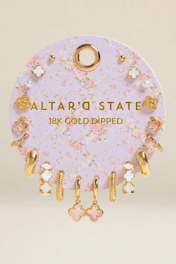 Lucy 18K Gold Dipped Earring Set in Gold | Altar'd State