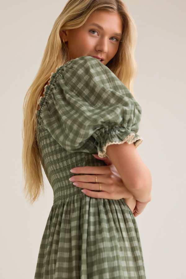 Haven Gingham Midi Mama Dress Detail 4 - Altar'd State
