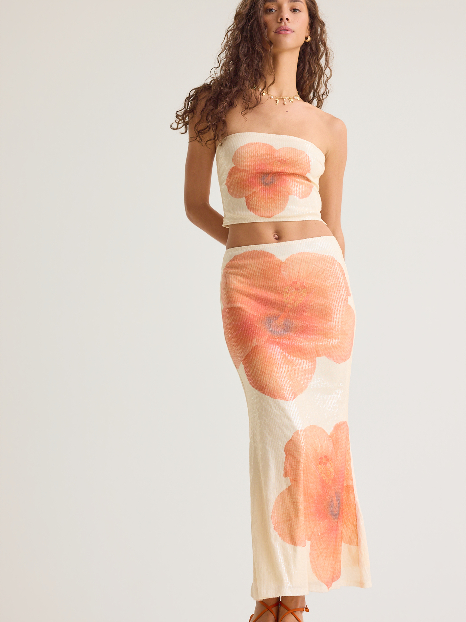 Harper Sequin Strapless Top in Yellow Multi | Altar'd State