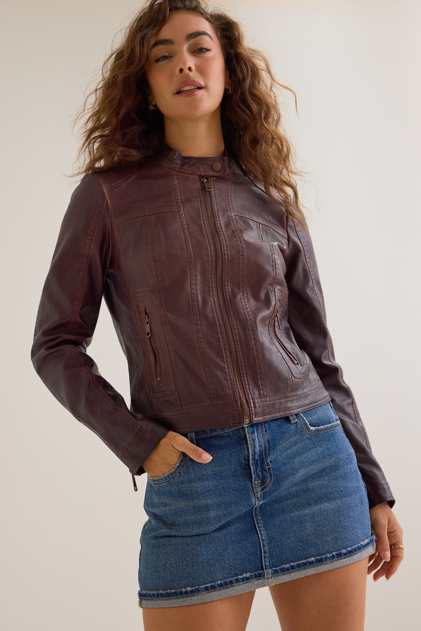 Ella Leather Jacket Detail 2 - Altar'd State