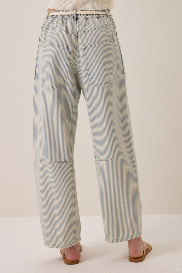 Laine Striped Barrel Jeans Detail 5 - Altar'd State