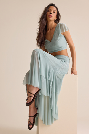 Carlin Ruffle Maxi Skirt - Altar'd State - 