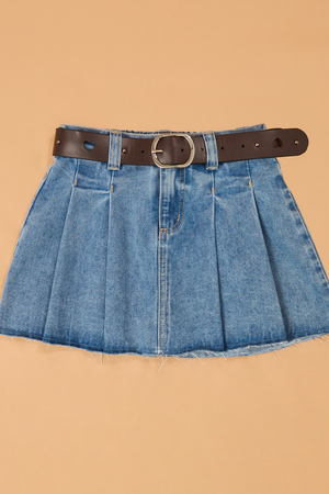 Hadley Pleated Denim Skort - Altar'd State - 
