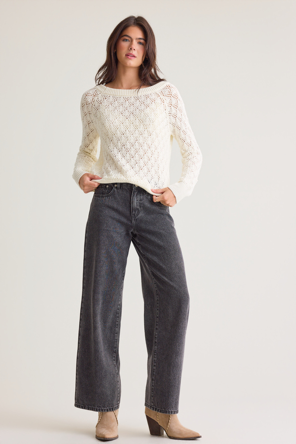 Aislynn Off The Shoulder Pointelle Sweater - Altar'd State