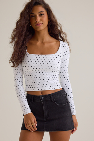 Britney Polka Dot Square Neck Top - Altar'd State