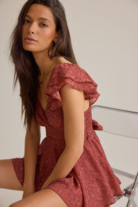 Lainey Double Layer Texture Romper - Altar'd State