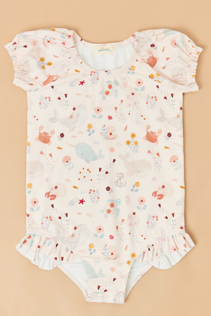 Sea Creature Puff Sleeve One Piece Swimsuit - Altar'd State - 