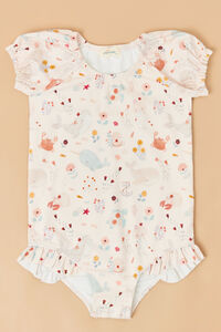 Sea Creature Puff Sleeve One Piece Swimsuit Detail 2 - Altar'd State