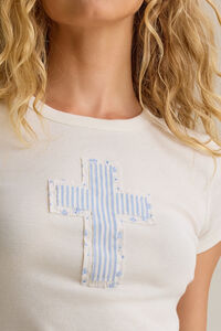 Applique Cross Baby Tee Detail 2 - Altar'd State
