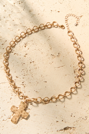 Textured Cross Charm Necklace - Altar'd State - 