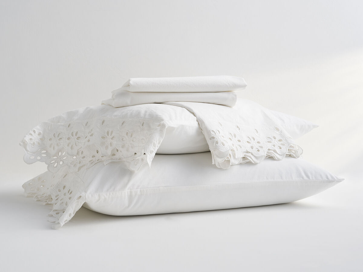 Jane Eyelet Cotton Single Pillowcase - Altar'd State