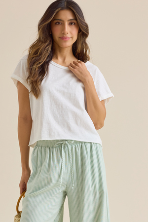 Demi Slub Roll Sleeve Tee - Altar'd State - 